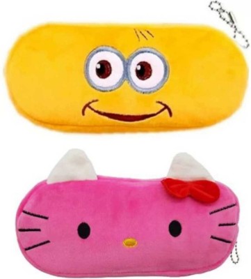 kidschoice 1 SMILEY MULTICOLOR Pencil Pouch CONVAS Pencil Box(PACK OF 2) Art Canvas Pencil Box(Set of 2, Yellow, Pink)