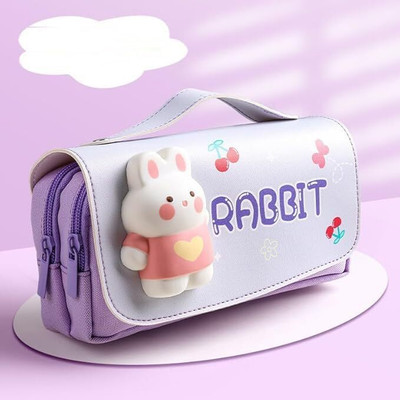 maukir 0 Rabbit Art Canvas Pencil Boxes(Set of 1, Purple)