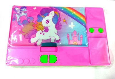 JELLIFY Unicorn Jumbo Pencil Box with Magnetic Dual Side Lock For Boys/Girls Unicorn Art Plastic Pencil Box(Set of 1, Pink)