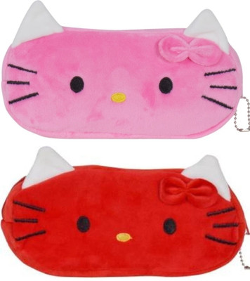 kidschoice 1 HELLO KITTTY Art Canvas Pencil Boxes(Set of 2, Pink, Red)