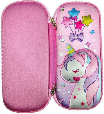 Givni Mart Pink Unicorn Nature Art Canvas Pencil Box(Set of 1, Multicolor)