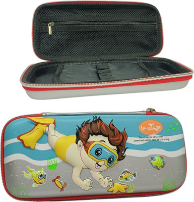 PK BLINGS PENCIL POUCH FISH BOY Art Canvas Pencil Box(Set of 1, Multicolor)