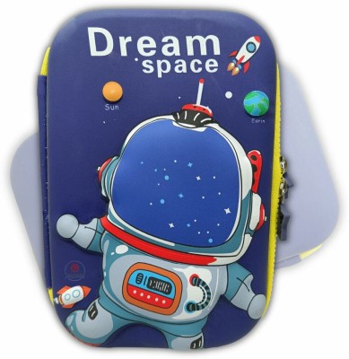S4SQUARE ENTERPRISE ® 3D Hardtop Dashing Space Pencil Box for Boys || Astronaut Print || Boys & Girls Art EVA Pencil Box(Set of 1, Multicolor)