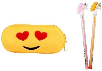 kidschoice NA Stationery Pencil Pouch WITH PENCIL CONVAS Pencil Box Art Canvas Pencil Box(Set of 1, Yellow)