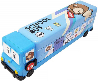 Quinergys Bus Shape Pencil Box -119 Bus Shape Pencil Box Art Metal Pencil Box(Set of 1, Blue)
