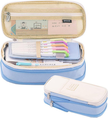 aptetit 1 rectangle shape Art Artificial Leather Pencil Boxes(Set of 1, Blue, Light Blue)