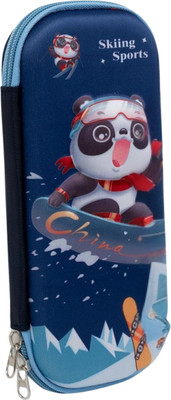 ALCANTARA Skiing Sport Nature Art Canvas Pencil Box(Set of 1, Blue)