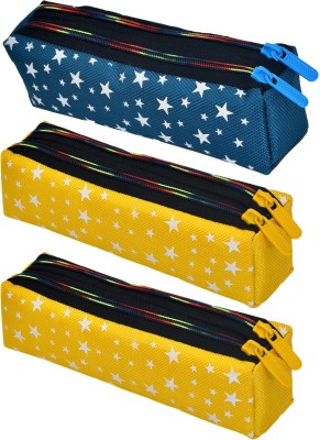 KUBER INDUSTRIES Pencil Boxes Pencil Box Art Canvas Pencil Boxes(Set of 3, Multicolor)