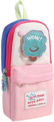 BUYBEAT Cute Pencil Pouch for Kids Multi-Functional Stationery Organizer for School & Office Art Canvas Pencil Box(Set of 1, Pink)