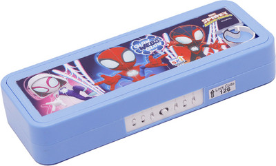 SKI Puzzle Plastic Pencil Box With Puzzle game And Number Lock Character Art Plastic Pencil Box(Set of 1, Blue)