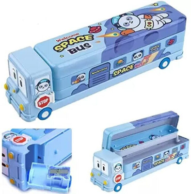 NITYA ENTERPRISE blue Bus Compass 2 Art Metal Pencil Box(Set of 1, Blue)