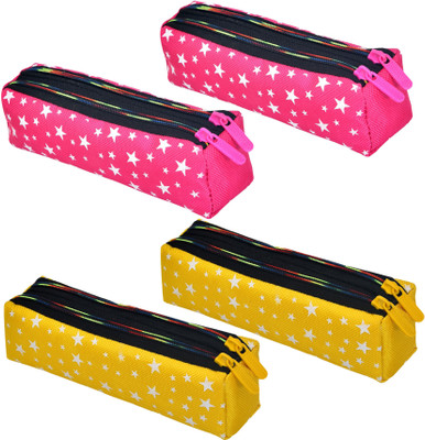 KUBER INDUSTRIES Pencil Boxes Pencil Box Art Canvas Pencil Boxes(Set of 4, Multicolor)