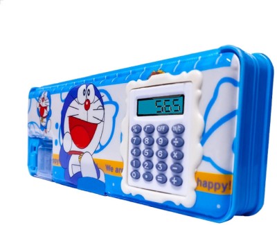 4GX Doraemon Art Multipurpose Pencil Box with Calculator & Dual sharpener. Pencil boxes will intereset your child, Magnetic, Jombo Pencil Boxes, by MAYRA TRADERS Art Plastic Pencil Box(Set of 1, Multicolor)