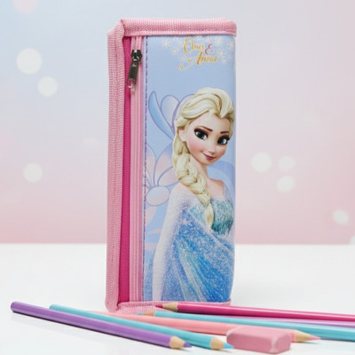 Naysma Ice Princess Printed Elsa Character Artwork Art Polyester Pencil Box(Set of 1, Pink)