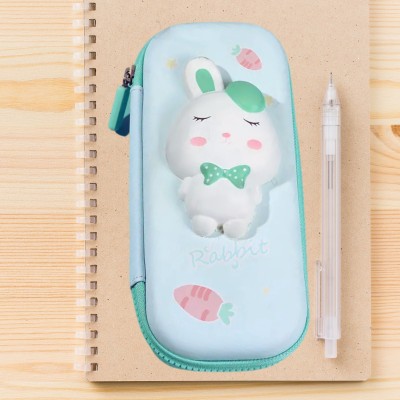 calyxia Kids Pencil Pouch, School Stationery Zipper Cute Kids Pencil (Green Rabbit) GREEN RABBIT Art EVA Pencil Box(Set of 1, Green)