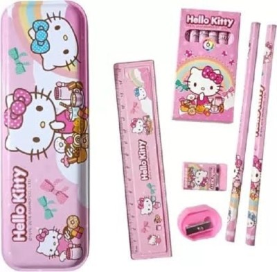 PRANCING UNICORN Hello Kaitty cartoon designed stationery Art Metal Pencil Box(Set of 1, Pink)