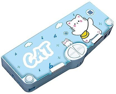BONGERKING A1 Cat Art Plastic Pencil Box(Set of 1, Light Blue)
