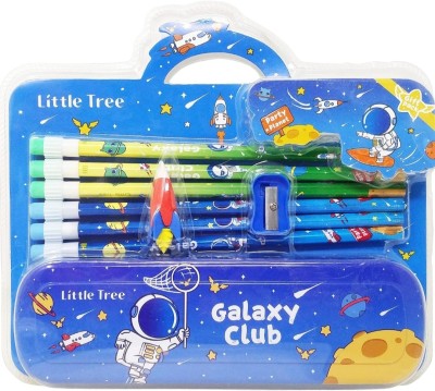 TINY TREASURES space galaxy Art Metal Pencil Box(Set of 1, Blue)