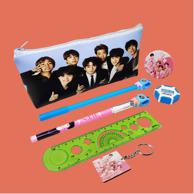Parteet Stationery Pencil Pouch Combo Art Polyester Pencil Box(Set of 7, Multicolor)