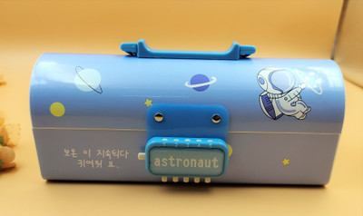 Paper Bear Multi-Function Storage Bag Secret Compartment Pencil Box Multi-Layer Password Protected Pencil Box Art Plastic Pencil Box(Set of 1, Light Blue)