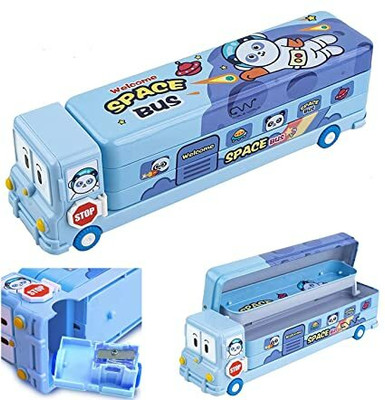 Beaulip Space Bus Space Art Metal Pencil Box(Set of 1, Blue)