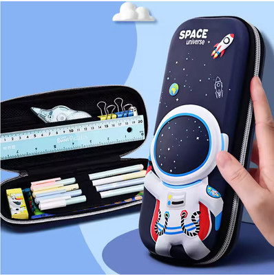 Neel 3D Case Stationery Cosmetic Zip Pouch Bag For Boys 3D Stylish Space Pencil Pouch Compass With Compartments School Supply Organizer For Student,Stationery Box Art Polyester Pencil Box(Set of 1, Multicolor)