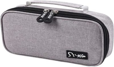 N J FASHION HUB 6765-GRAY STYLE Art Artificial Leather Pencil Box(Set of 1, Grey)