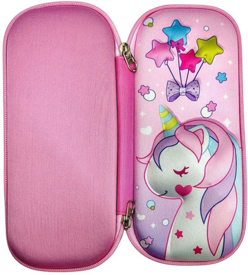 Givni Mart Pink Unicorn Nature Art Canvas Pencil Box(Set of 1, Multicolor)