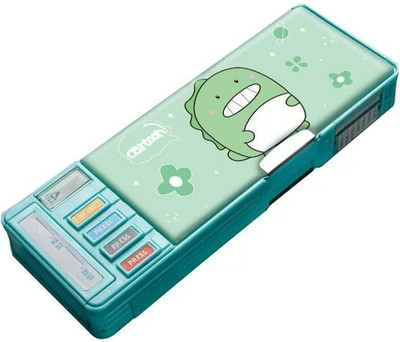 JOY MAKER Quality Multi functional Dinosaur Pencil Box For Kids Dinosaur Art Plastic Pencil Box(Set of 1, Green)