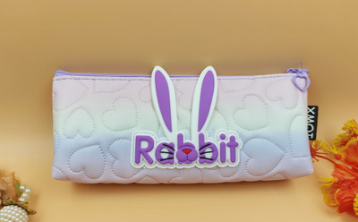 Paper Bear Rabbit Rabbit Art Polyester Pencil Box(Set of 1, Purple)