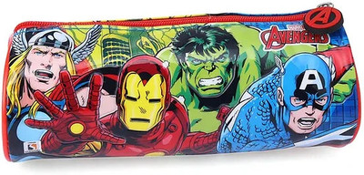 striders Avengers Round Pouch for Kids Storage Organizer Compact & Durable Carry Case Avenger Cartoon Art Art Wood Pencil Box(Set of 1, Multicolor)
