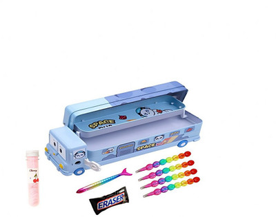 K3NTERPRISES Space Rocket Pencil Case Set space panda Art Metal Pencil Box(Set of 5, Blue)