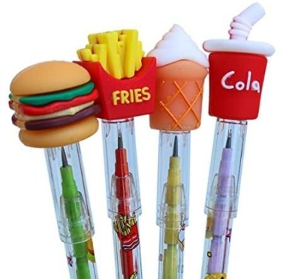 wingscreations Pack of 4 Pcs Fast Food Theme Push Pencil. Pencil(Set of 4, Multicolor)