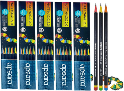 DOMS Apsara Matt Magic 2.0 Pencils Pack of 5 Stylish, Smooth Writing Pencil(Set of 5, Multicolor)