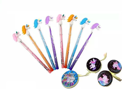 cassava 4pcs COIN Pouch With 8pcs Unicorn Pencil Pencil(Set of 12, Multicolor)