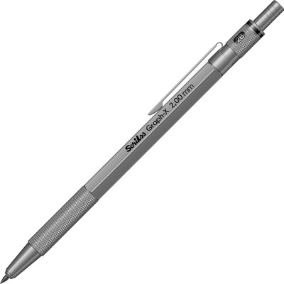 Scrikss Office Graph-X 2.0mm Mechanical Pencil | Push Mechanism | Brass Body Pencil(Set of 1, Satin Grey)