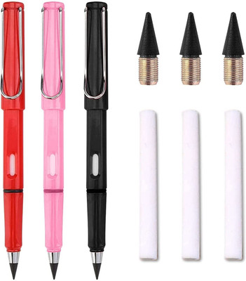 fixer Mechanical Graphite Nib Ultimate Inkless & Erasers, Reusable Everlasting Pencil(Set of 2, Black)