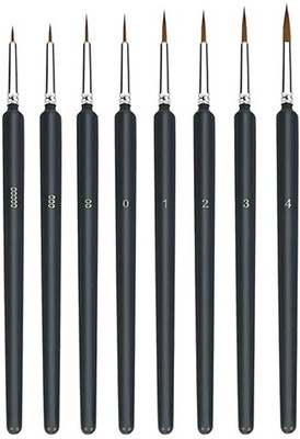 FINEXEL 6 Piece Fine Detailing Brushes for Miniature & Art Painting (Set of 1, Black) Accessory Tape Dot