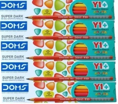 DOMS Y1+ Super Dark 10HB/2 Triangular Pencil(Set of 5, Multicolor)