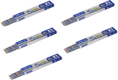 DOMS X1 Xtra Super Dark Hexagonal Pencils Pack of 50 with Eraser, Scale & Pencil Cap Pencil(Set of 5, Multicolor)