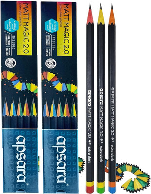 DOMS Apsara Matt Magic 2.0 Pencils Pack of 2 Stylish, Smooth Writing Pencil(Set of 2, Multicolor)