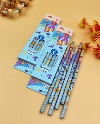 Paper Bear Sea Life HB Pencil Set of 3 Pencil(Sky Blue)