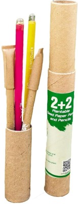 Sow and Grow Eco Friendly Combo| 2 Plantable Seed Pencil + 2 Plantable Seed Paper Pens Pencil(Set of 4, Multicolor)