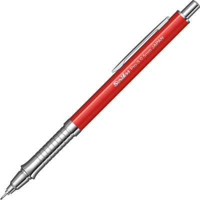 Scrikss Pro-S | Linear Anti-Slip Pattern Grip | Push Mechanism | 0.5mm Mechanical Pencil(Set of 1, Red)