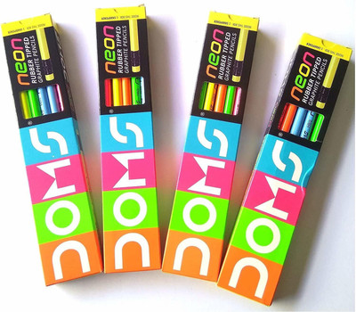 DOMS NEON Rubber Tipped Pencils (Pack of 50 Pencils) Pencil(Set of 50, Multicolor)