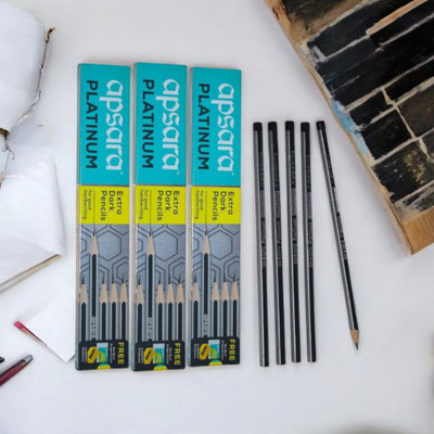 SSGAI Platinum Extra Dark Graphite HB Pencil(Set of 4, Red, Black)