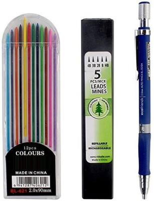 ARTISTERY Mechanical Pencil with 5 Black Lead Refills And 12 Color Lead Refills Pencil(Set of 1, Multicolor)