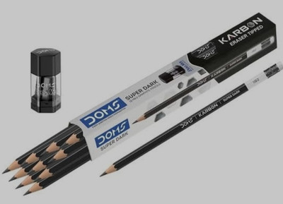 DOMS Eraser tipped black HB/2 pencil Pencil(Set of 2, Black) deal from flipkart