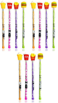 Jetrive Cutest Burger Cola Softy French Fries Look Clutch Pencil for Kids Pencil(Set of 12, Multicolor)