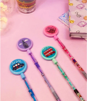 YEF Pack of 4 Designer Game Bullet Pencils Pencil(Set of 4, Multiclour)